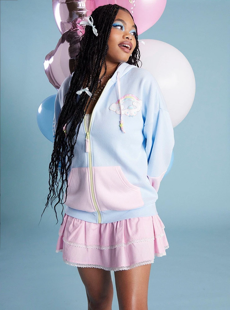 Cinnamoroll Balloons Color-Block Girls Oversized Hoodie