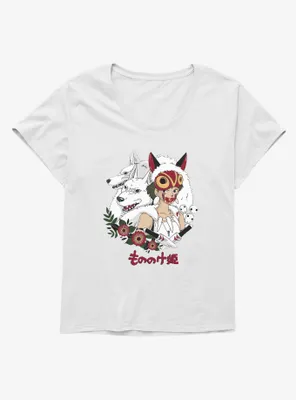 Studio Ghibli Princess Mononoke Wolf Womens T-Shirt Plus