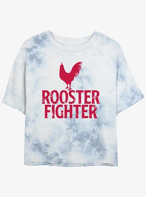 Rooster Fighter Logo Girls Tie-Dye Crop T-Shirt