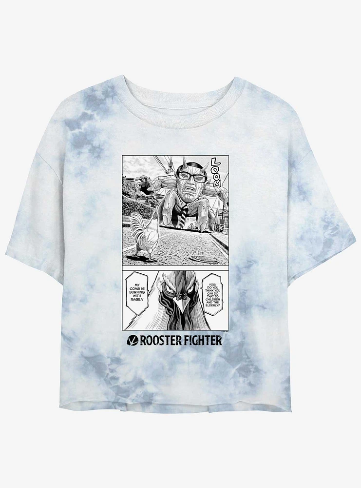 Rooster Fighter Burning With Rage Manga Poster Girls Tie-Dye Crop T-Shirt