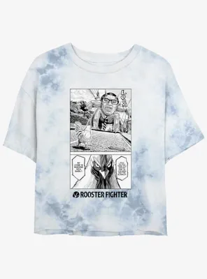 Rooster Fighter Burning With Rage Manga Poster Womens Tie-Dye Crop T-Shirt