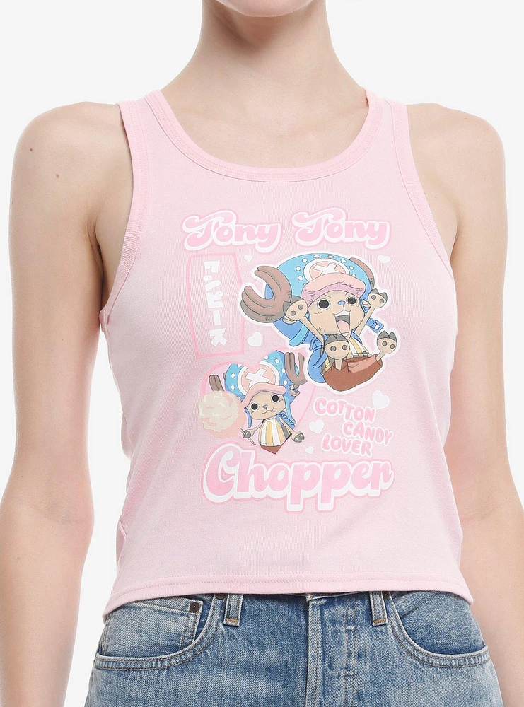 One Piece Chopper Pink Ribbed Girls Tank Top