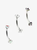 16G Steel Bling Eyebrow Barbell 3 Pack