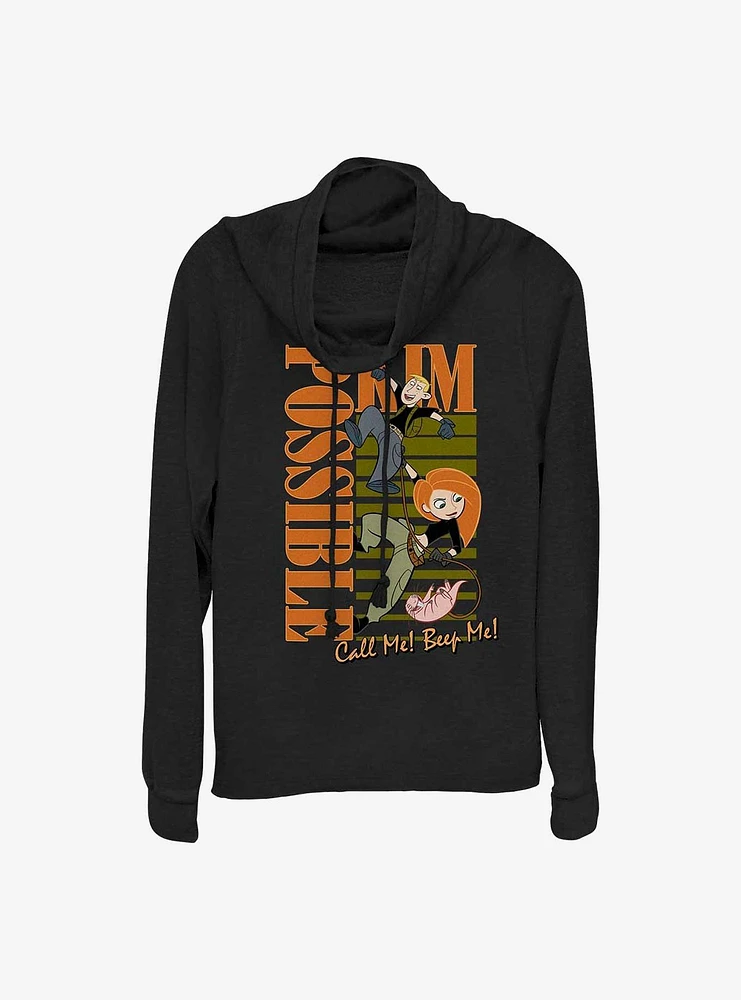 Disney Kim Possible Team Mission Cowl Neck Long-Sleeve Top