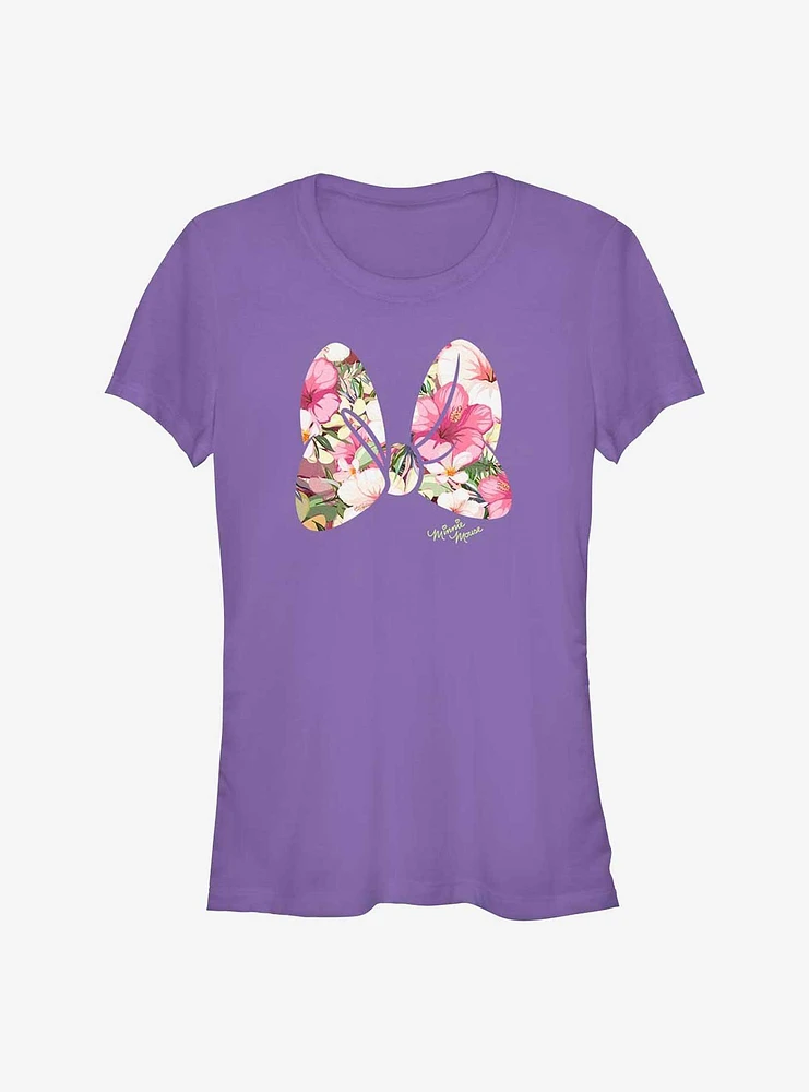 Disney Minnie Mouse Flower Print Bow Girls T-Shirt