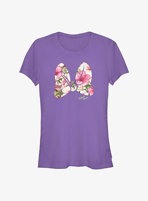 Disney Minnie Mouse Flower Print Bow Girls T-Shirt