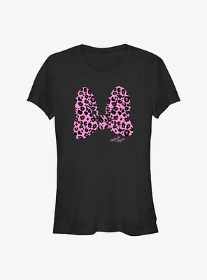 Disney Minnie Mouse Leopard Print Bow Girls T-Shirt
