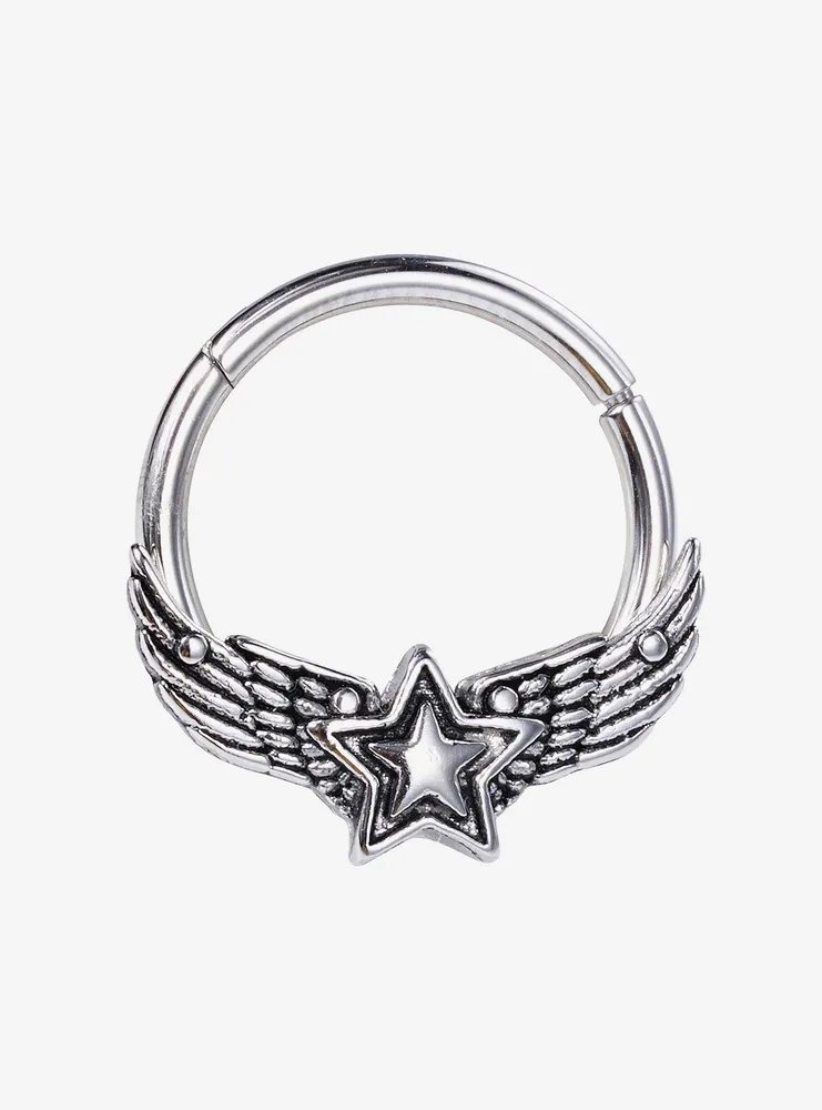 Steel Silver Winged Star Hinged Clicker