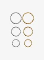 Steel Gold & Silver Captive Hoop 6 Pack