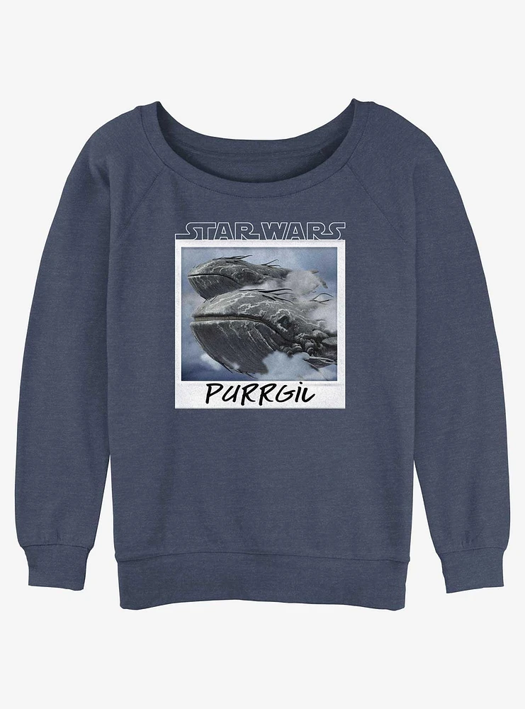 Star Wars Ahsoka Purrgil Polaroid Girls Slouchy Sweatshirt