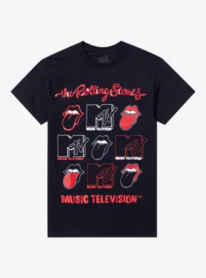 The Rolling Stones MTV Glitter Logo Boyfriend Fit Girls T-Shirt