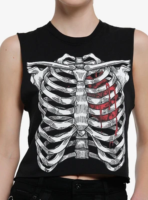 Bleeding Heart Rib Cage Girls Crop Muscle Tank Top