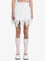 Sweet Society White Lace Rose Hanky Hem Skirt