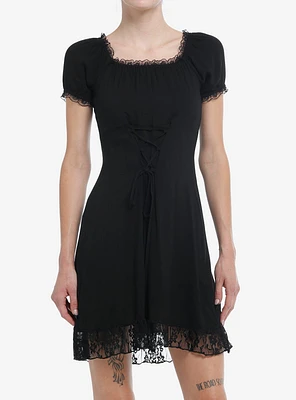 Daisy Street Black Lace Trim Corset Mini Dress