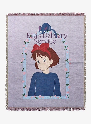 Studio Ghibli Kiki's Delivery Service Kiki Floral Portrait Tapestry Throw