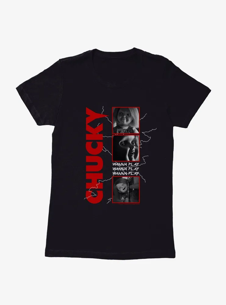 Chucky TV Series Wanna Play Panels Womens T-Shirt