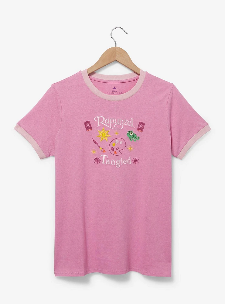 Disney Tangled Rapunzel Embroidered Women's Ringer T-Shirt — BoxLunch Exclusive