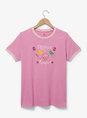 Disney Tangled Rapunzel Embroidered Women's Ringer T-Shirt — BoxLunch Exclusive