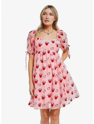 Disney Minnie Mouse Sweetheart Pink Puff-Sleeved Dress — BoxLunch Exclusive