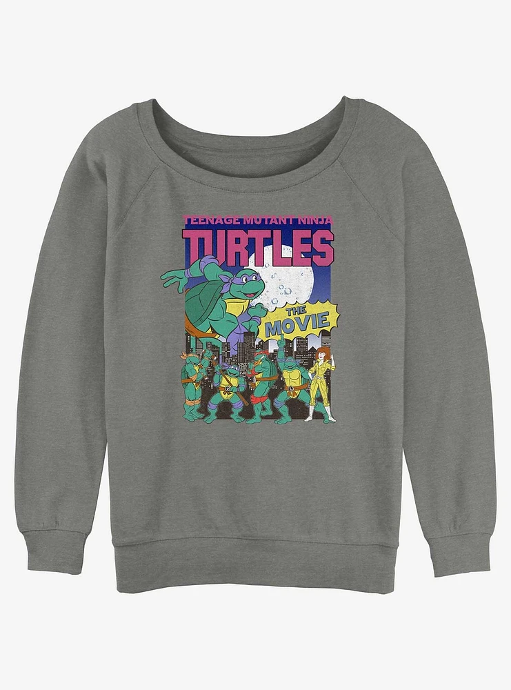 Teenage Mutant Ninja Turtles Vintage Poster Girls Slouchy Sweatshirt