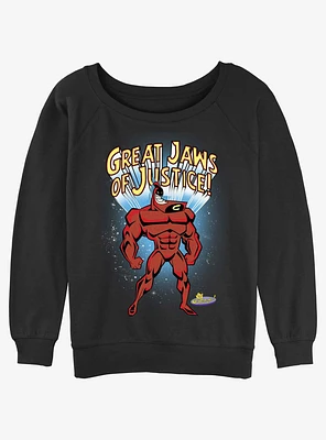 Nickelodeon Crimson Chin Great Jaws Of Justice Girls Slouchy Sweatshirt