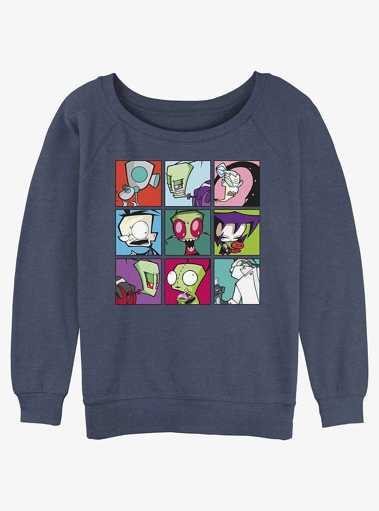 Invader ZIM Character Boxes Girls Slouchy Sweatshirt