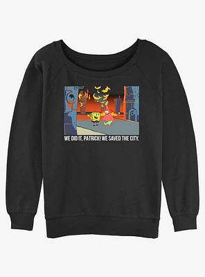 Spongebob Squarepants We Saved The City Girls Slouchy Sweatshirt