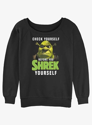 Shrek Check Yourself Before You Girls Slouchy Sweatshirt