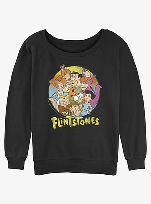 The Flintstones Stone Age Family Girls Slouchy Sweatshirt