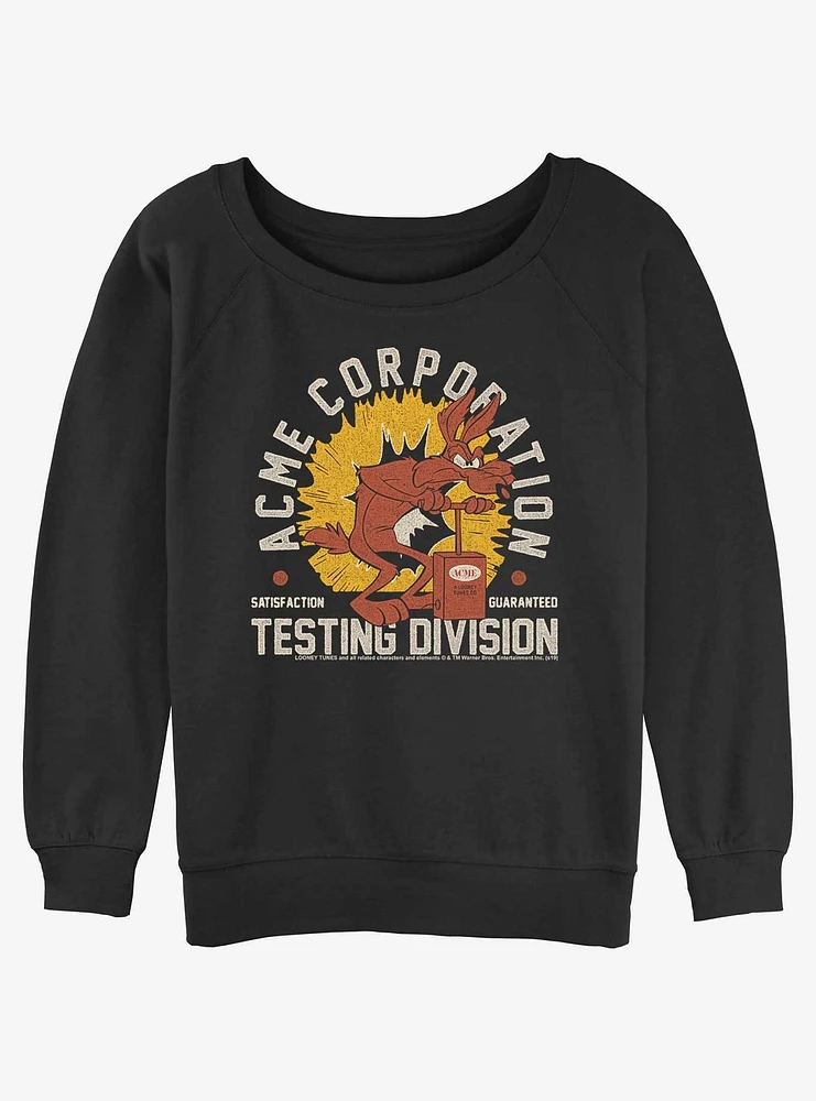 Looney Tunes Acme Corporation Testing Division Girls Slouchy Sweatshirt