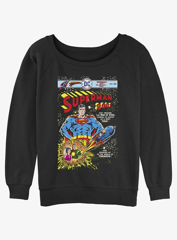 DC Superman 2001 Man of Steel Comic Issue Girls Slouchy Sweatshirt