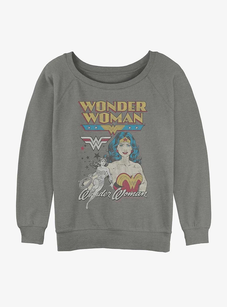 DC Wonder Woman Vintage Girls Slouchy Sweatshirt