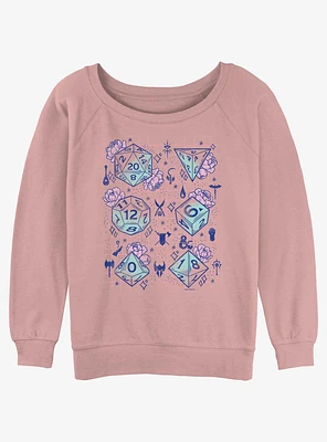 Dungeons & Dragons Floral Dice Girls Slouchy Sweatshirt