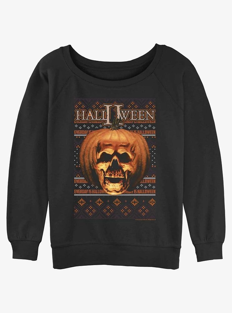 Halloween II Ugly Pumpkin Girls Slouchy Sweatshirt