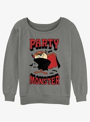 Looney Tunes Taz Party Monster Girls Slouchy Sweatshirt