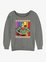 DC Superman Vintage Rainbow Girls Slouchy Sweatshirt