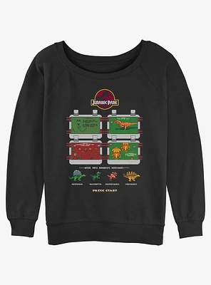 Jurassic Park 8 Bit Instructional Girls Slouchy Sweatshirt