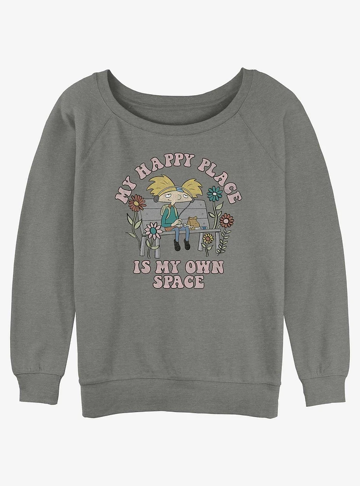 Nickelodeon Arnold My Happy Place Girls Slouchy Sweatshirt