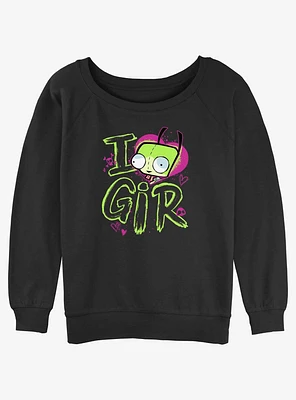 Invader ZIM I Love GIR Girls Slouchy Sweatshirt