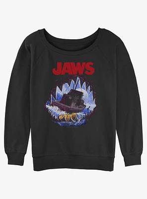 Jaws Deep Sea Terror Girls Slouchy Sweatshirt