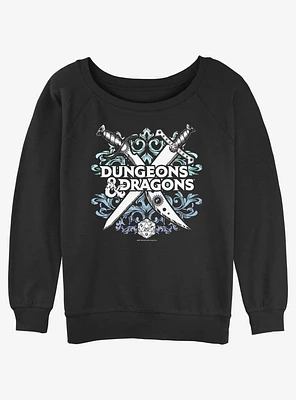 Dungeons & Dragons Decorative Crossed Weapons Logo Girls Slouchy Sweatshirt