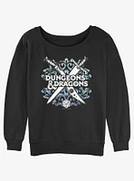 Dungeons & Dragons Decorative Crossed Weapons Logo Girls Slouchy Sweatshirt