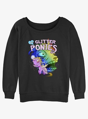 Sally Face Glitter Ponies Girls Slouchy Sweatshirt