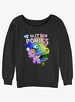 Sally Face Glitter Ponies Girls Slouchy Sweatshirt
