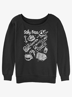 Sally Face Doodles Girls Slouchy Sweatshirt