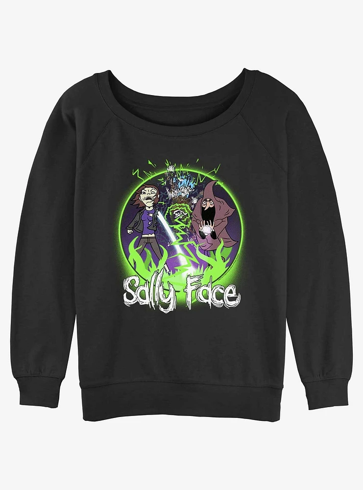 Sally Face Boss Fight Girls Slouchy Sweatshirt