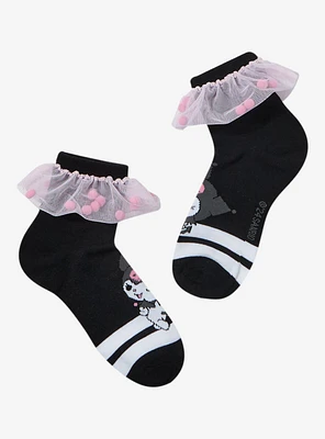 Kuromi Ruffle Pom Ankle Socks