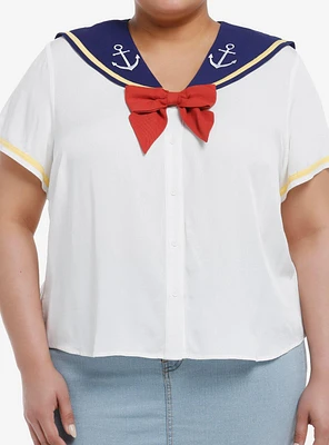 Her Universe Disney Donald Duck Sailor Girls Woven Button-Up Plus