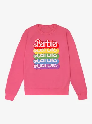 Barbie Text Rainbow Stack French Terry Sweatshirt