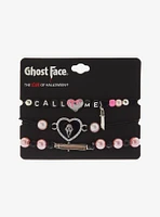 Scream Ghost Face Pink Bead Bracelet Set